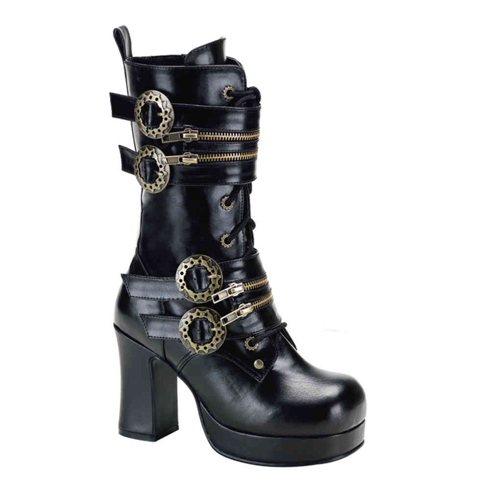 Demonia Gothika 100 black mat gothic, steampunk boot with Demonia Gothika 100 black mat gothic, steampunk boot with